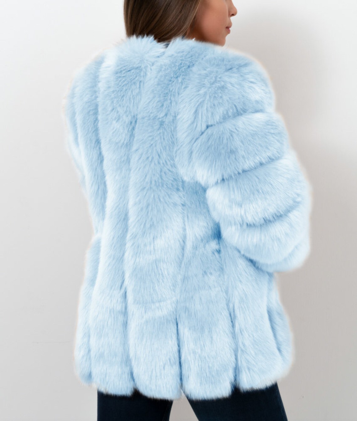 MOSCOW Blue Faux Fur Coat Womens Fur Coat Blue Fur Coat Etsy