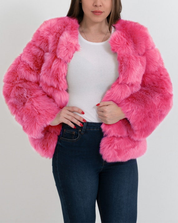 Chicago Pink Faux Fur Coat Womens, Hot Pink Faux Fur Coat Womens