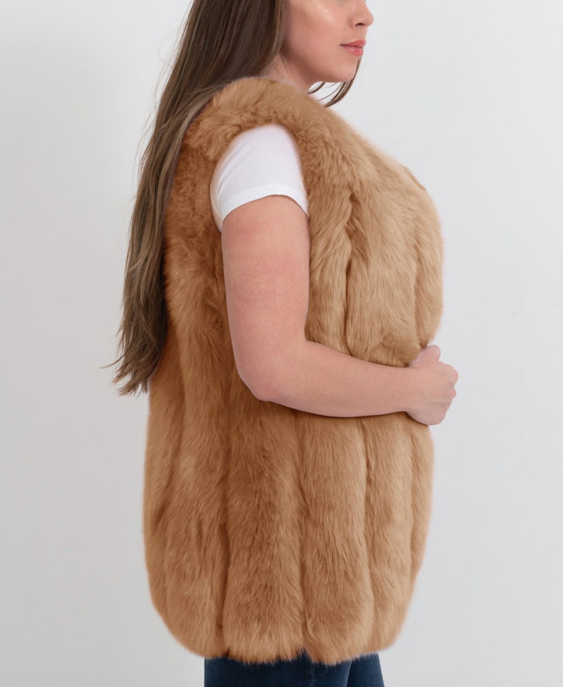 AMSTERDAM Brown Faux Fur Vest Womens Fur Vest Brown Fur Etsy