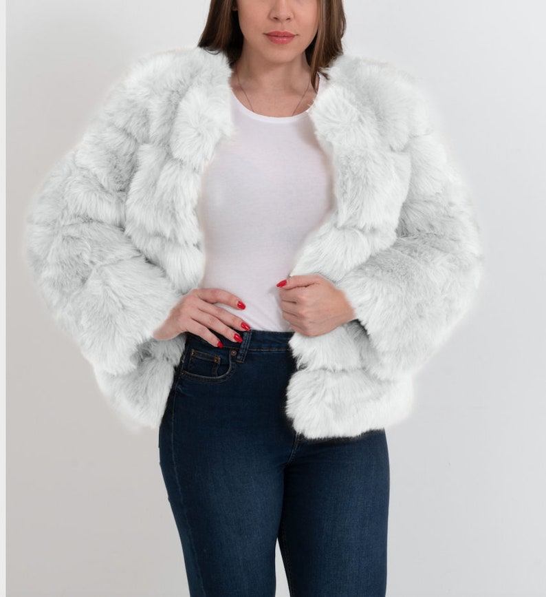 CHICAGO gray faux fur coat FUREVER Faux Fur gray fur coat womens fur coat