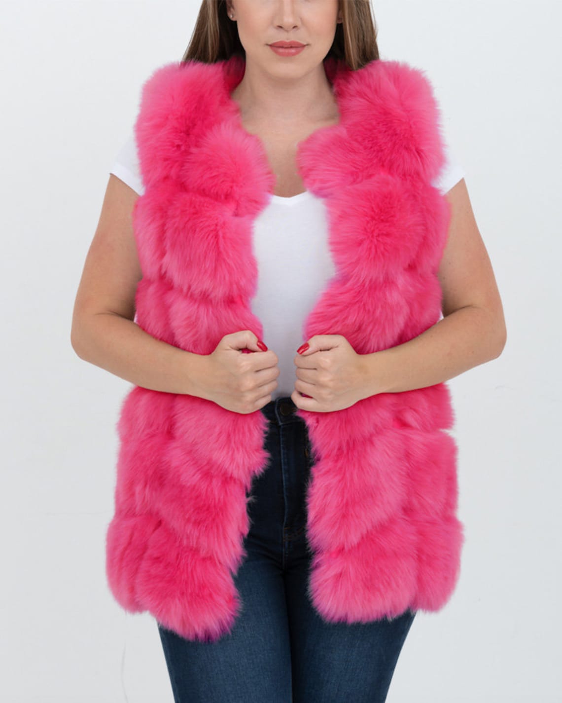BUCHAREST pink faux fur vest womens fur vest pink fur vest Etsy