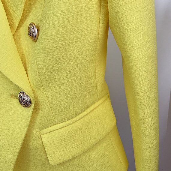 Women's Yellow Textured Luxury Fitted 