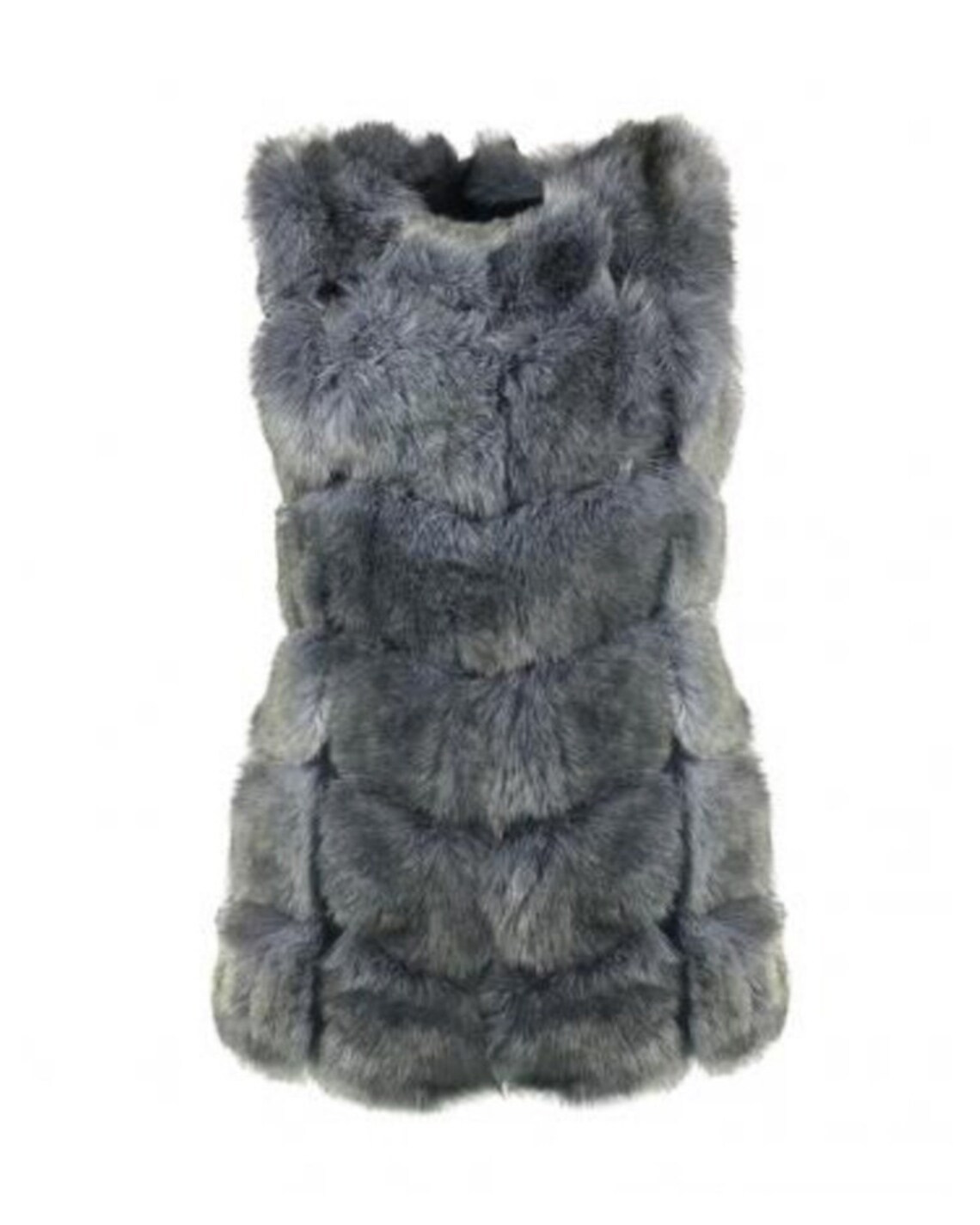 BUCHAREST Gray Faux Fur Vest Womens Fur Vest Gray Fur Vest Etsy
