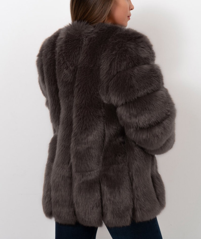 MOSCOW Gray Faux Fur Coat Womens Fur Coat Gray Fur Coat Etsy
