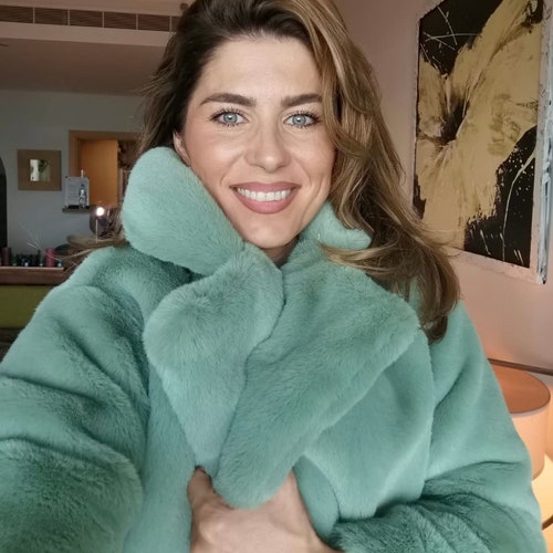 ZURICH Green Faux Fur Teddy Coat Womens 