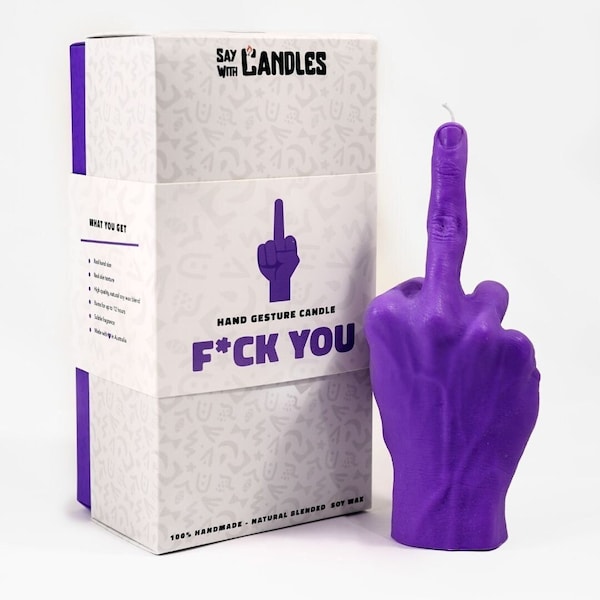 F*ck You Candle - Purple | Middle Finger Candle | Real Hand Size | Home Decor Gift | Funny Candle | Birthday gift | Christmas gift