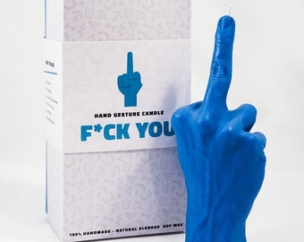 F*ck You Candle - Blau | Mittelfinger Kerze | Echte Handgröße | Wohndekor Geschenk | Lustige Kerze | Geburtstagsgeschenk | Weihnachtsgeschenk