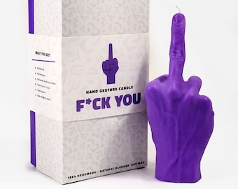 F*ck You Candle - Lila | Mittelfinger Kerze | Echte Handgröße | Wohndekor Geschenk | Lustige Kerze | Geburtstagsgeschenk | Weihnachtsgeschenk