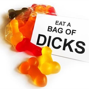 Bag of Dicks - Gummy Dicks with Funny Note for Prank, Gag or Laugh with Friends & Enemies