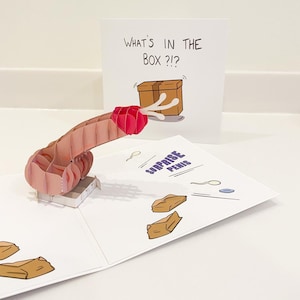 The “What's in the Box” Pop-up Dick Card - Hilarious | NSFW | Funny | Humour | Gag Gift | Prank | Pop-Up