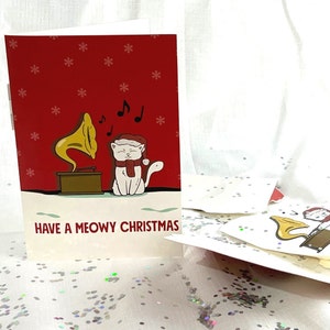 The "Meowy Christmas" Never-Ending Prank Christmas Card   | Holiday Greetings | Funny | Humour | Gag Gift | Prank