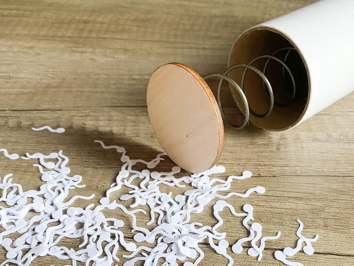 Spring Loaded Sperm Bomb - Send Tiny White Sperms as Prank, Gag or Laugh with Friends / Enemies with Handwritten Note
