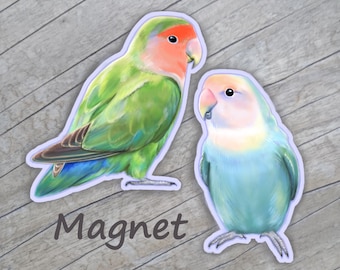 Lovebird Magnet / Lovebirds / Dutch Blue Peach Faced Lovebirds