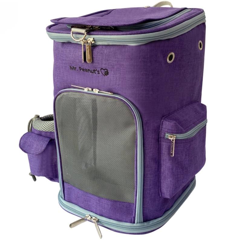 Mr. Peanut's Vancouver Series Backpack Pet Carrier, Airline Approved Soft Sided Tote for Cats & Small Dogs Purple