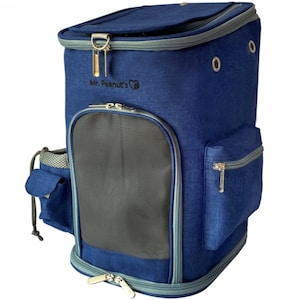 Mr. Peanut's Vancouver Series Backpack Pet Carrier, Airline Approved Soft Sided Tote for Cats & Small Dogs Deja Blue