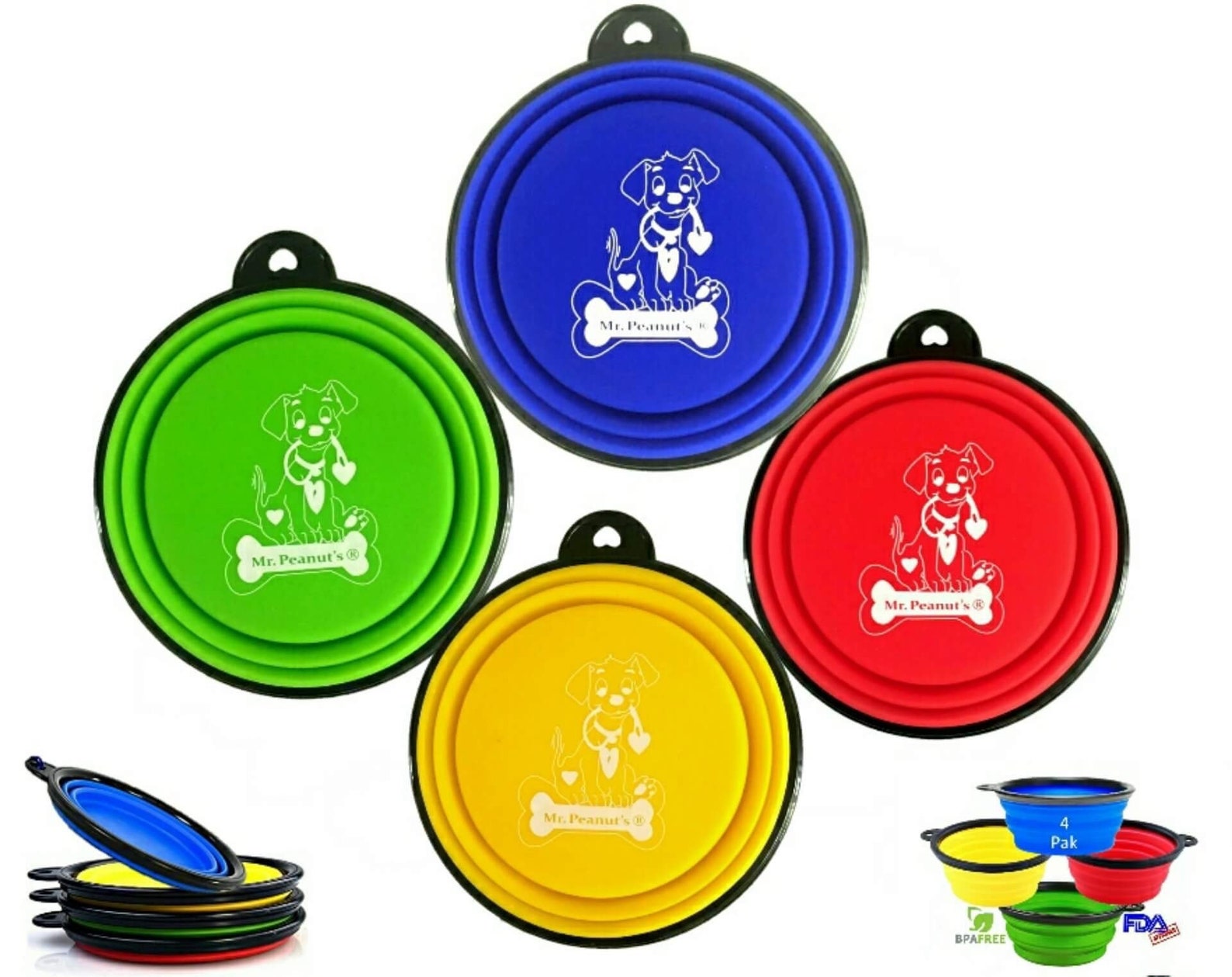 Collapsible Dog Bowls Set of 4 Colors Etsy