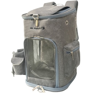 Mr. Peanut's Vancouver Series Backpack Pet Carrier, Airline Approved Soft Sided Tote for Cats & Small Dogs Platinum Gray