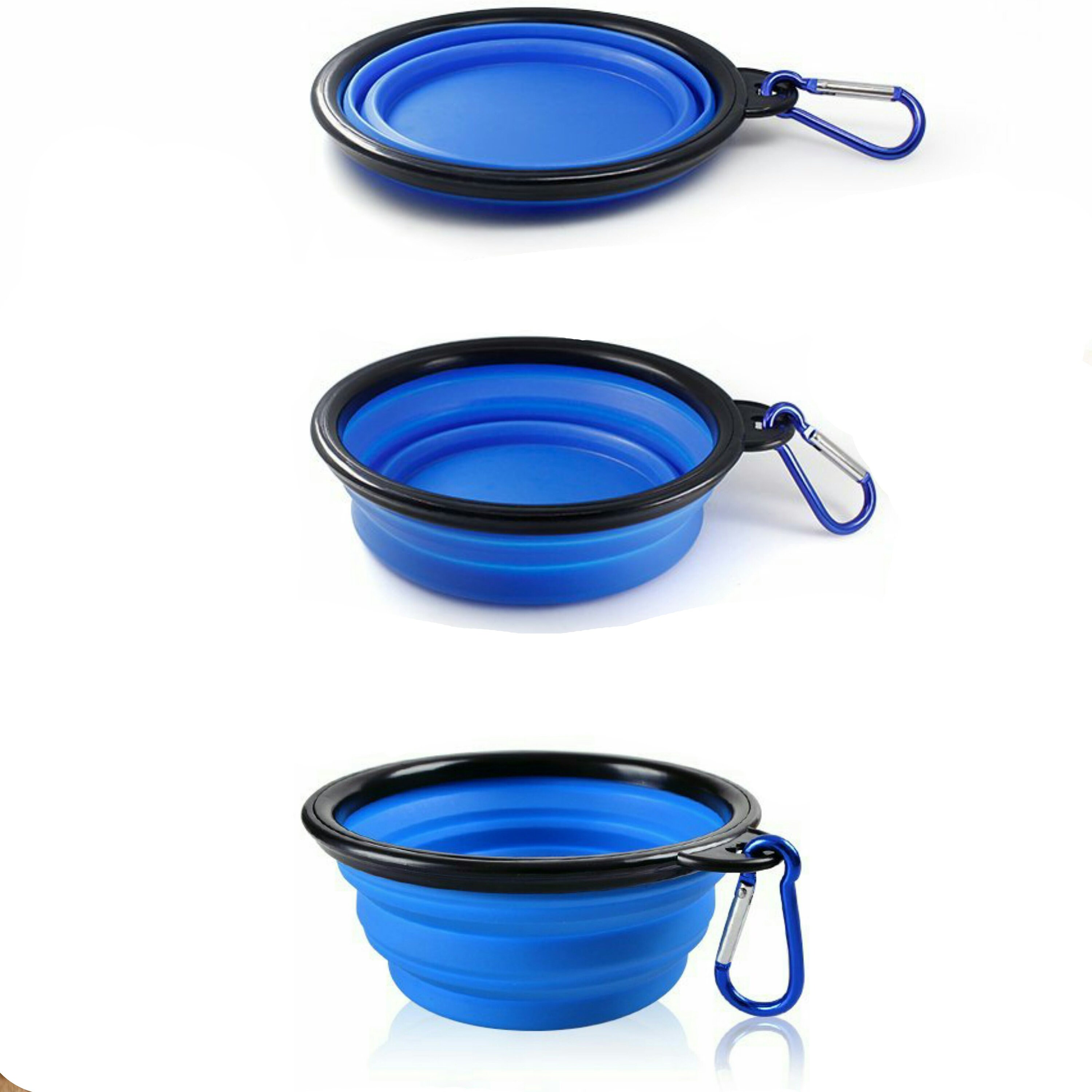 2 Pak Collapsible Silicone Travel Bowl with Carabiner Clip Etsy