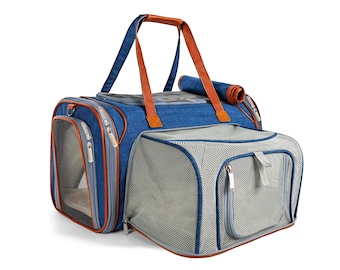 Mr. Peanut&#39;s Gold Series Mini Expandable Airline Approved Pet Carrier - Low Profile, Soft Sided Premium Tote