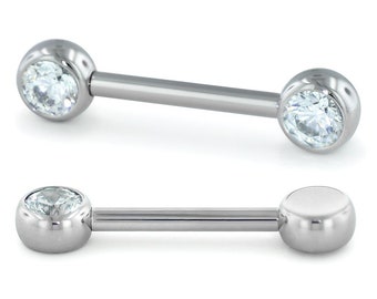 Neometal - CZ - 14g 16mm Forward facing threadless straight barbell