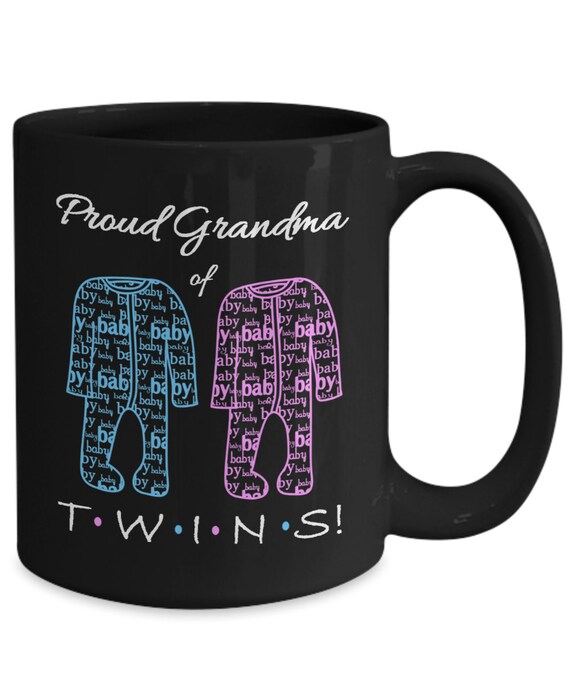 Proud Grandma Of Boy And Girl Twins Black Coffee Etsy