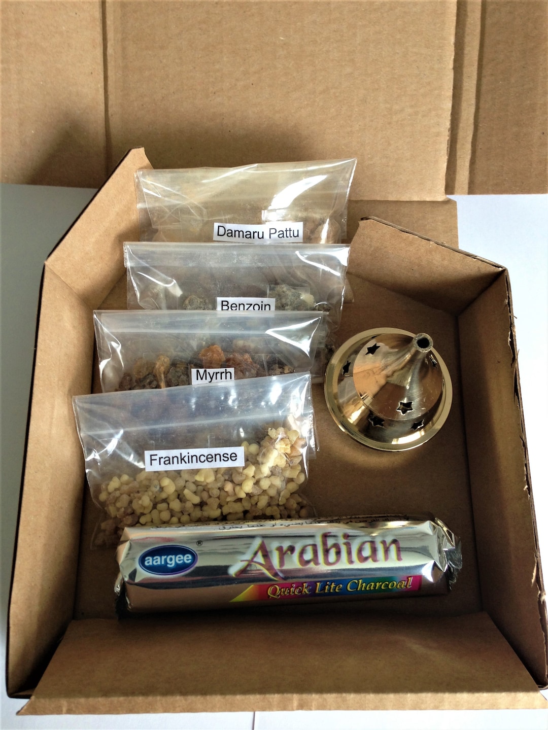 The Complete Incense Resin Set 4 Resins, Charcoal Discs, Brass Burner