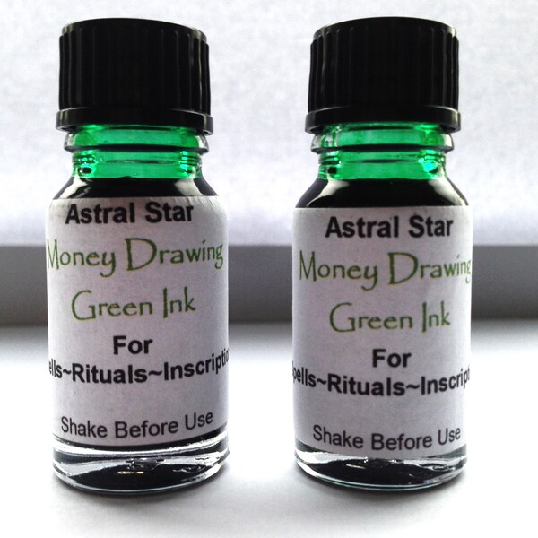 Money Green Drawing Ink - For Inscribing Spells Ritual Candle Magick - Prosperity Success