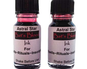 Tinta de sangre de murciélago (sintética) para inscribir hechizos, rituales, velas mágicas, 2 botellas de 10 ml