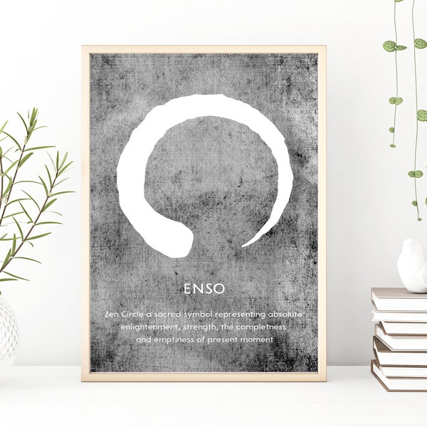 Zen Art, Chinese Calligraphy Brush Stroke, Enso circle, downloadable print, Japanese decor, Minimalist, Spirituality, Peace and Meditation