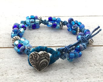 Blau Armband | Wickelarmband | Perlen Armband | Geschenk für sie | Geburtstagsgeschenk | Boho Armband | Sommer Armband | Yoga Armband | Freund Geschenk |