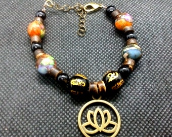 Hail to the Jewel within the Lotus - Adjustable Yoga Charm Bracelet