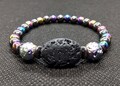 Rainbow Titanium Coated Volcanic Lava Stone Aromatherapy Hematite Magnetic Therapy Stretch Bracelet product logo