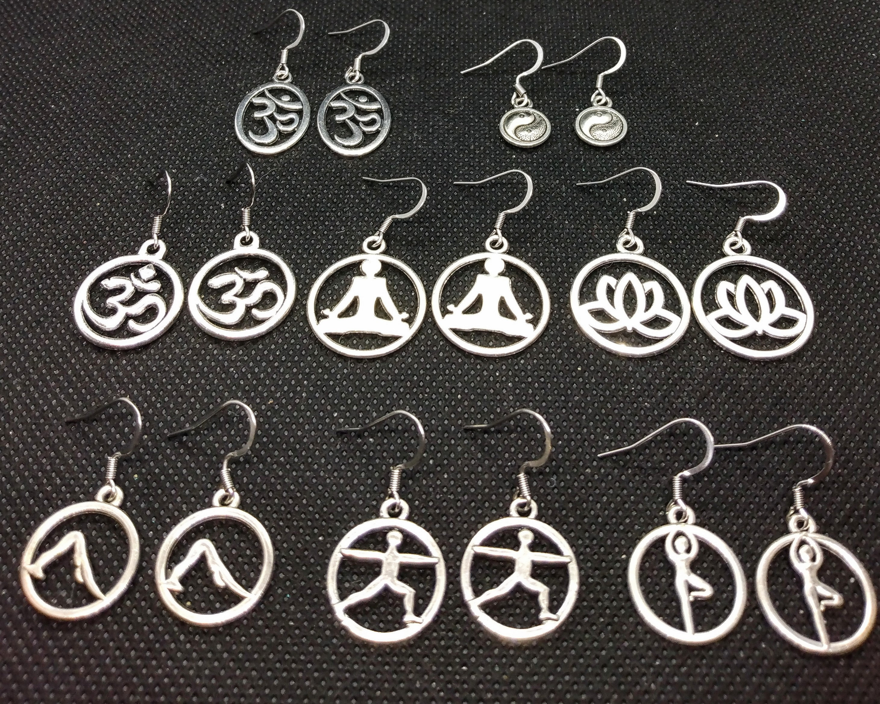 Yoga Charm Earrings Hypoallergenic Stainless Steel/metal Alloy Om