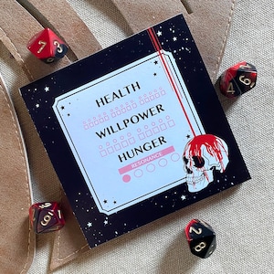 Vampire The Masquerade VTM Hunger Health Willpower Tracker Notepad