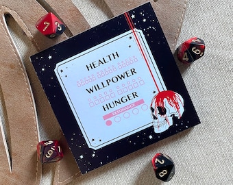Vampire The Masquerade VTM Hunger Health Willpower Tracker Notepad