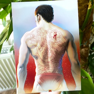 Kiryu Kazuma Retour Tatouage Irezumi Carte postale Imprimer