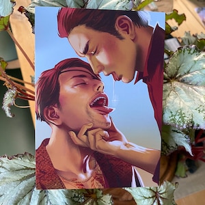 Majima Goro Kiryu Kazuma Kiss Postcard Print