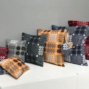 Welsh print tapestry cushion with cushion inner
