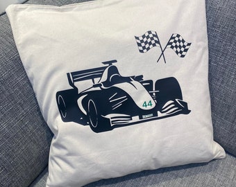 Racing car personalised cushion