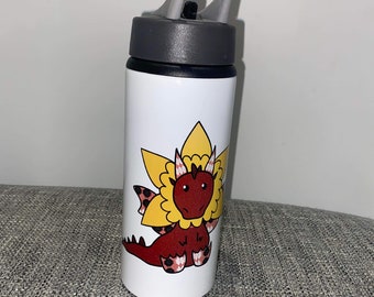 Red Welsh dragon with Daffodil water bottle