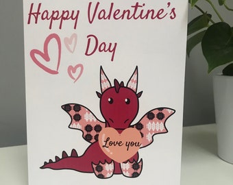 Valentines Day Love you card with Doti the dragon