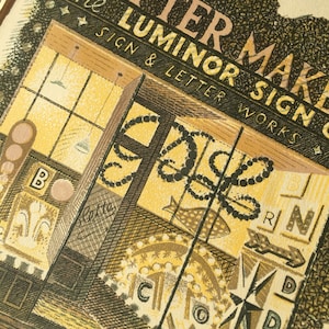 Original 1930s ERIC RAVILIOUS Curwen Press High Street Lithograph &quot;Lettermakers&quot; Shop