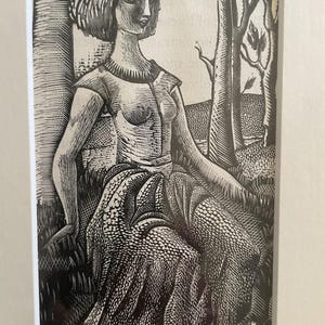 Original 1928 ERIC RAVILIOUS framed Woodcut - PROSERPINA- Curwen Press printed