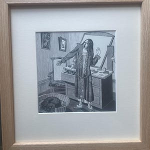 TIRZAH RAVILIOUS nee GARWOOD - &quot;The Yawn&quot; Original 1929 Curwen Press Woodcut