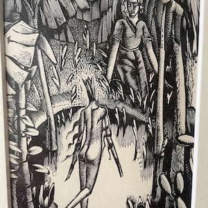 Original 1927 ERIC RAVILIOUS WOODCUT - The Flower Spirit - Curwen Press printed