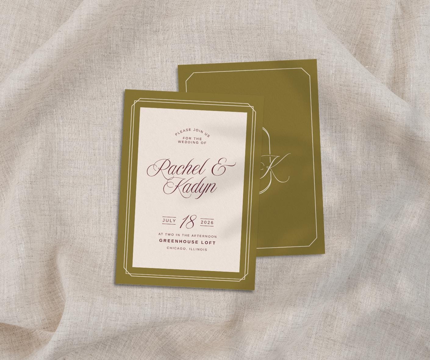 Maroon & Chartreuse Wedding Invitation Suite Template: Instant Download ...