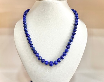 Natural Lapis lazuli Round Shape Beads Necklace