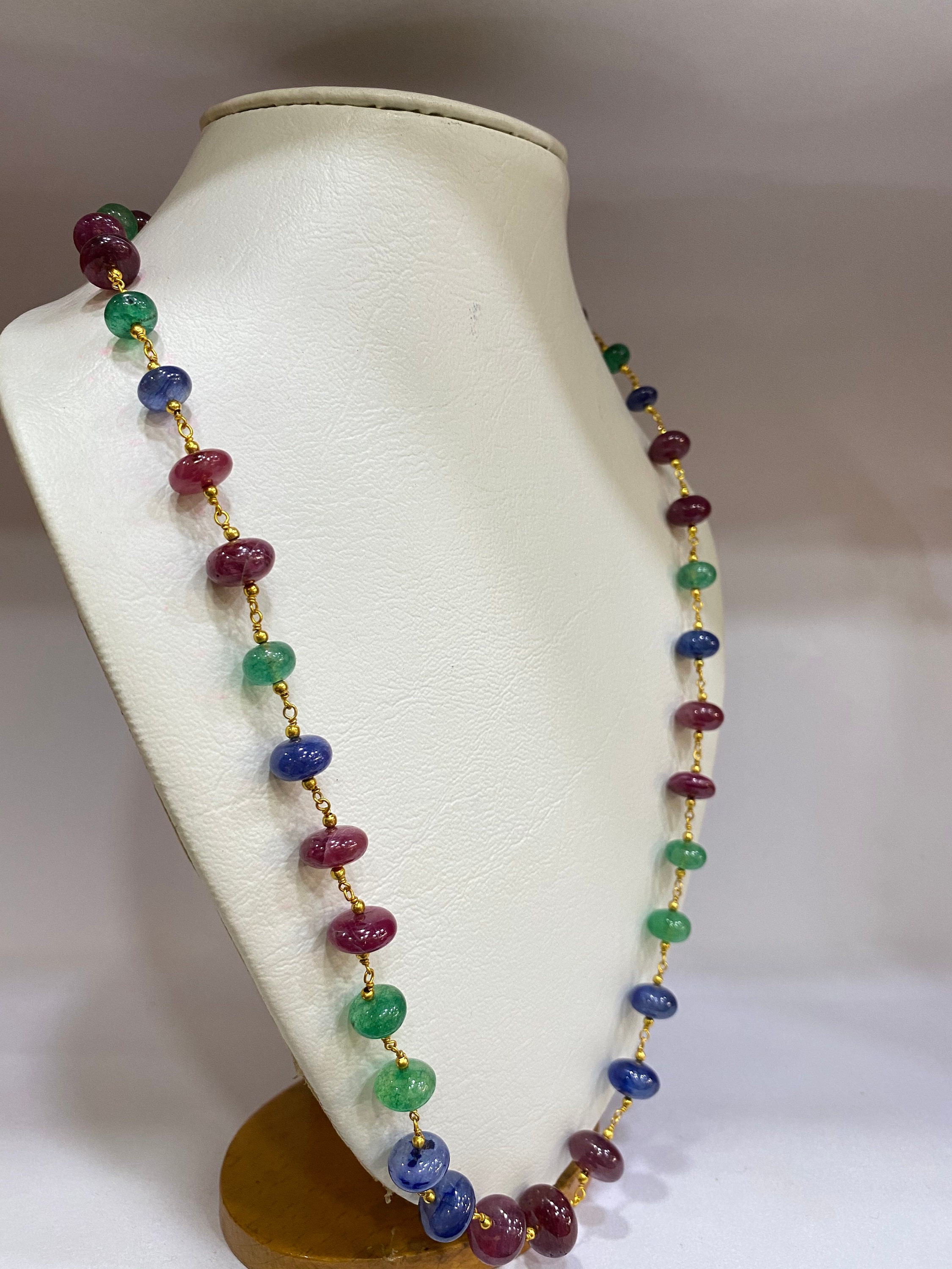 Multi Sapphire Round Tumble Shape Necklace Beads - Etsy UK