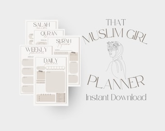 Islamic Ramadan Planner "That Muslim Girl" Planner Salah Tracker Quran Tracker Surah Review Instant Download Weekly Planner Meal Planner