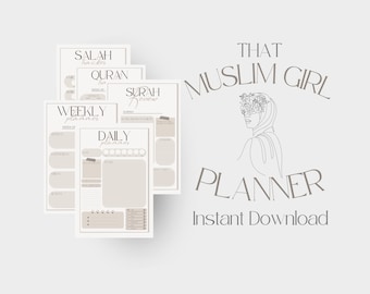 Islamic Ramadan Planner &quot;That Muslim Girl&quot; Planner Salah Tracker Quran Tracker Surah Review Instant Download Weekly Planner Meal Planner